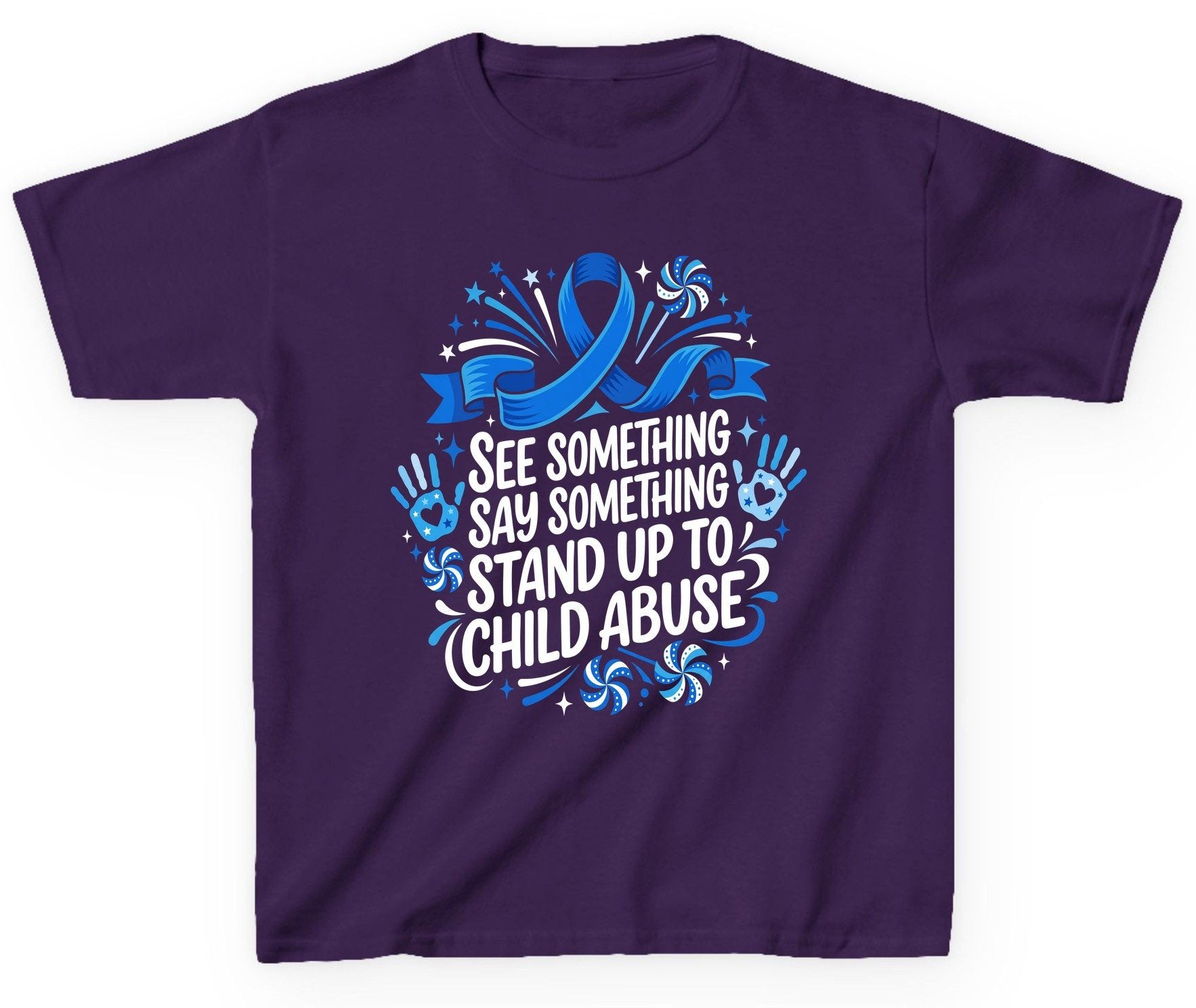 See Something Say Something Stand Up to Child Abuse Youth T-Shirt - product mockup - Purple