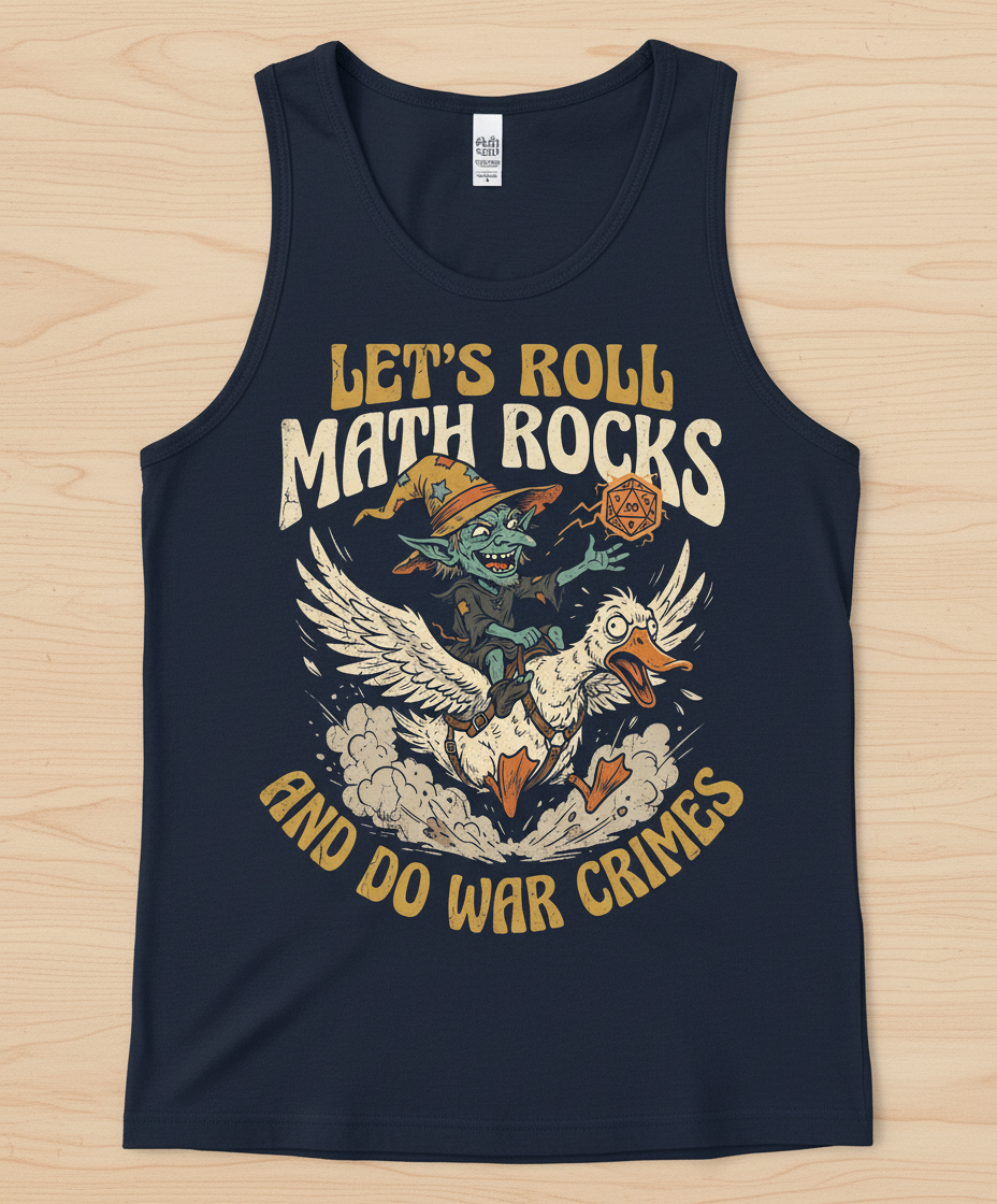Let's Roll Math Rocks And Do War Crimes Goblin Dice Tank Top - Navy