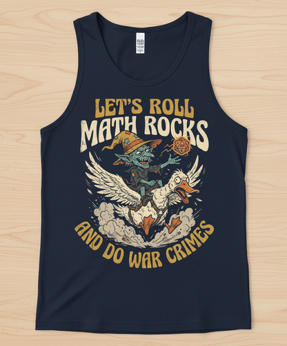 Let's Roll Math Rocks And Do War Crimes Goblin Dice Tank Top - Navy