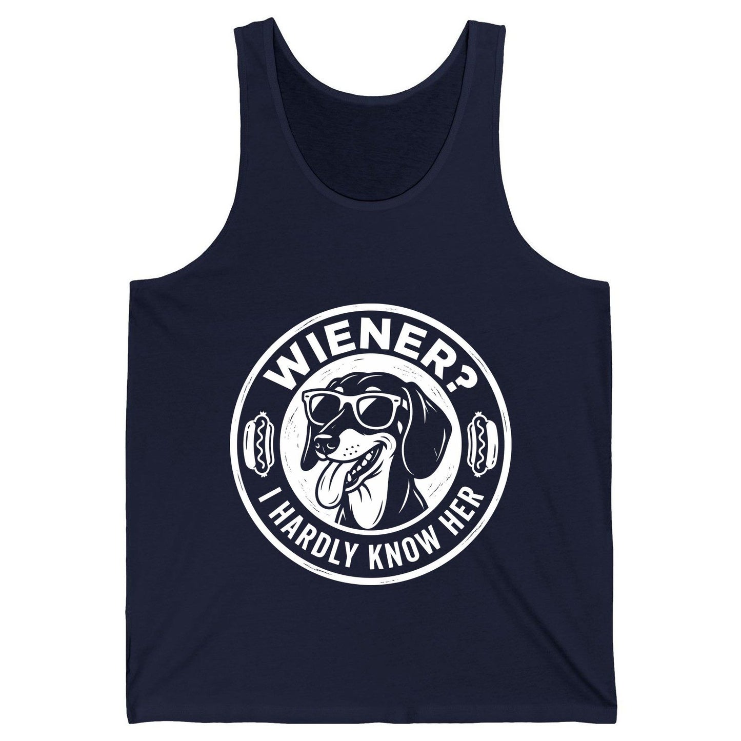 Wiener I Hardly Know Her dachshund Tank Top Navy product mockup