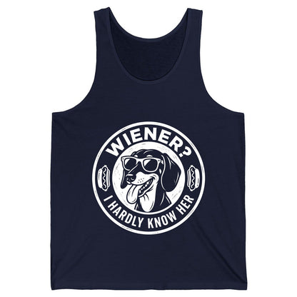 Wiener I Hardly Know Her dachshund Tank Top Navy product mockup