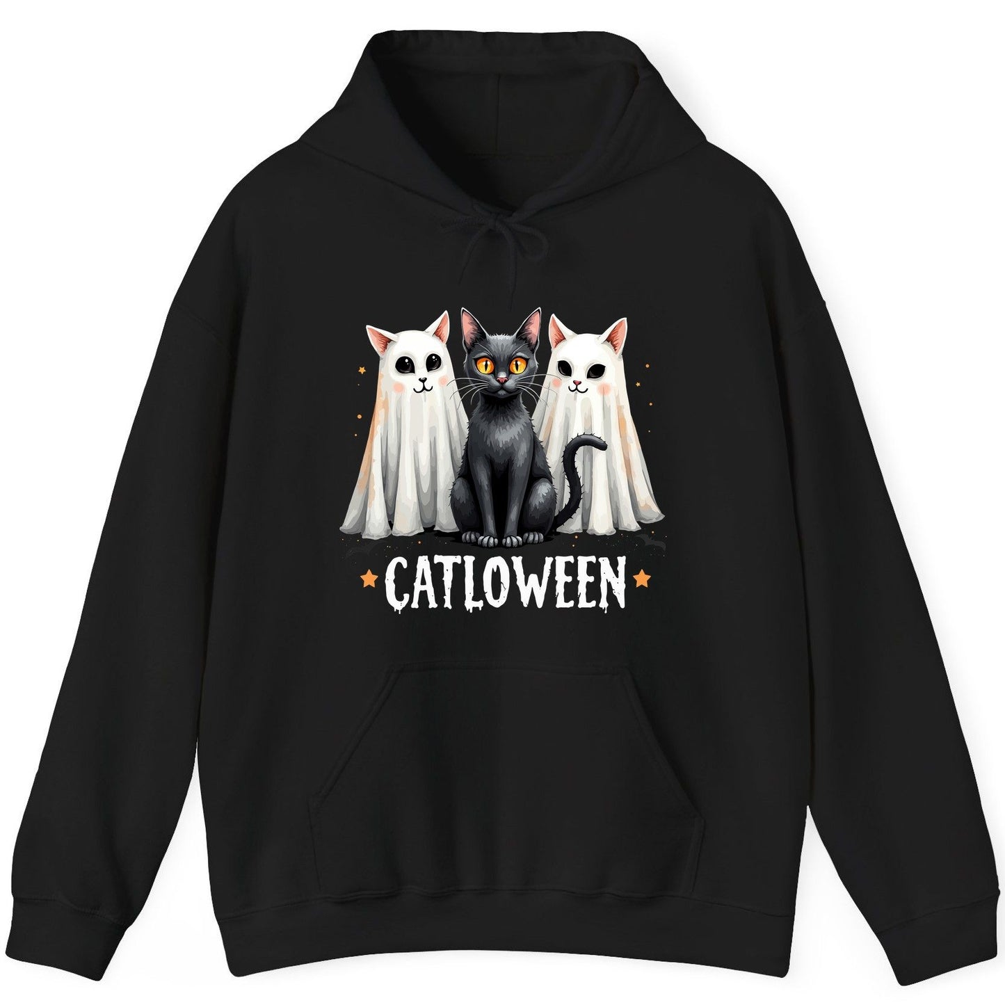 Catloween Halloween cats Hoodie Black product mockup