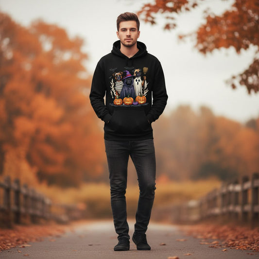 Halloween Dogs in Costume Halloween dogs Hoodie Black lifestyle mockup