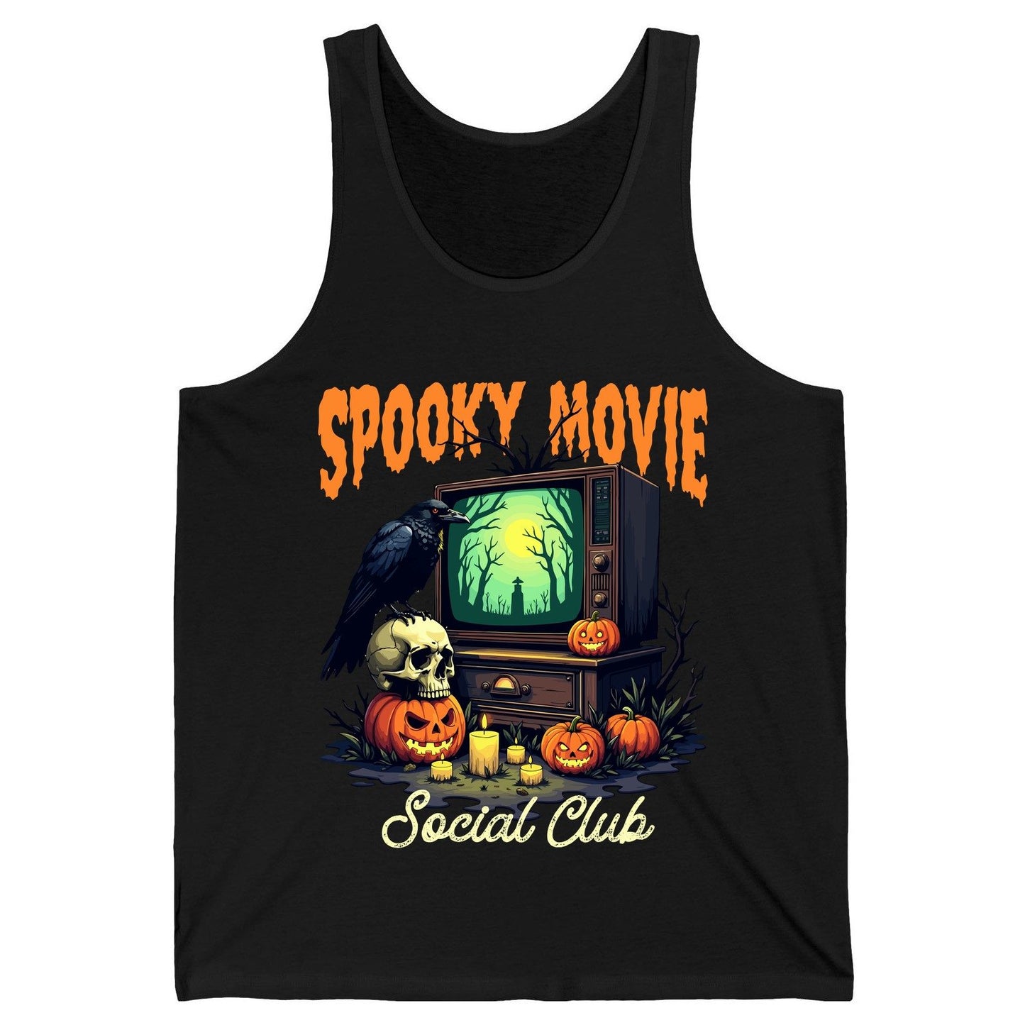 Spooky Movie Social Club Halloween Tank Top Black product mockup