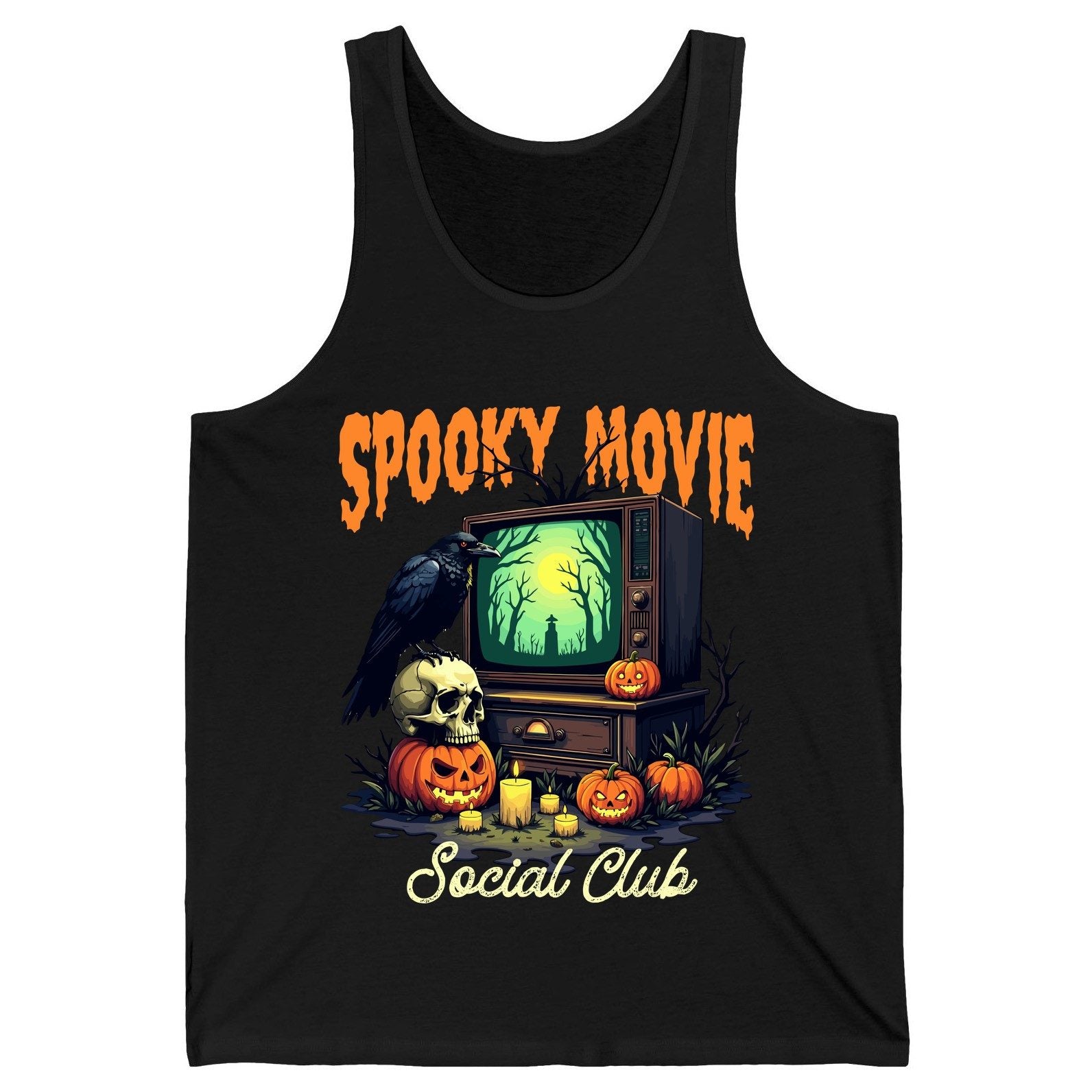 Spooky Movie Social Club Halloween Tank Top Black product mockup