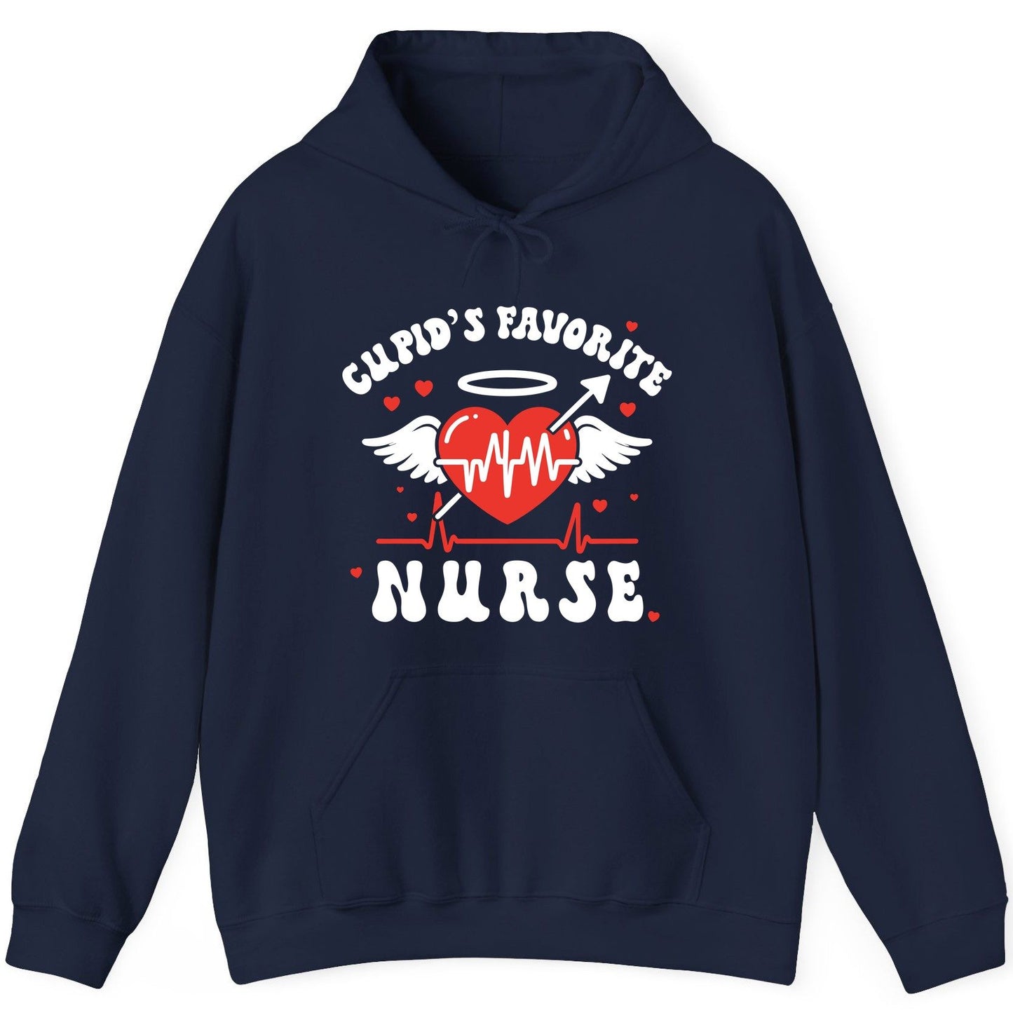 Cupid's Favorite Nurse nursing Hoodie Navy product mockup