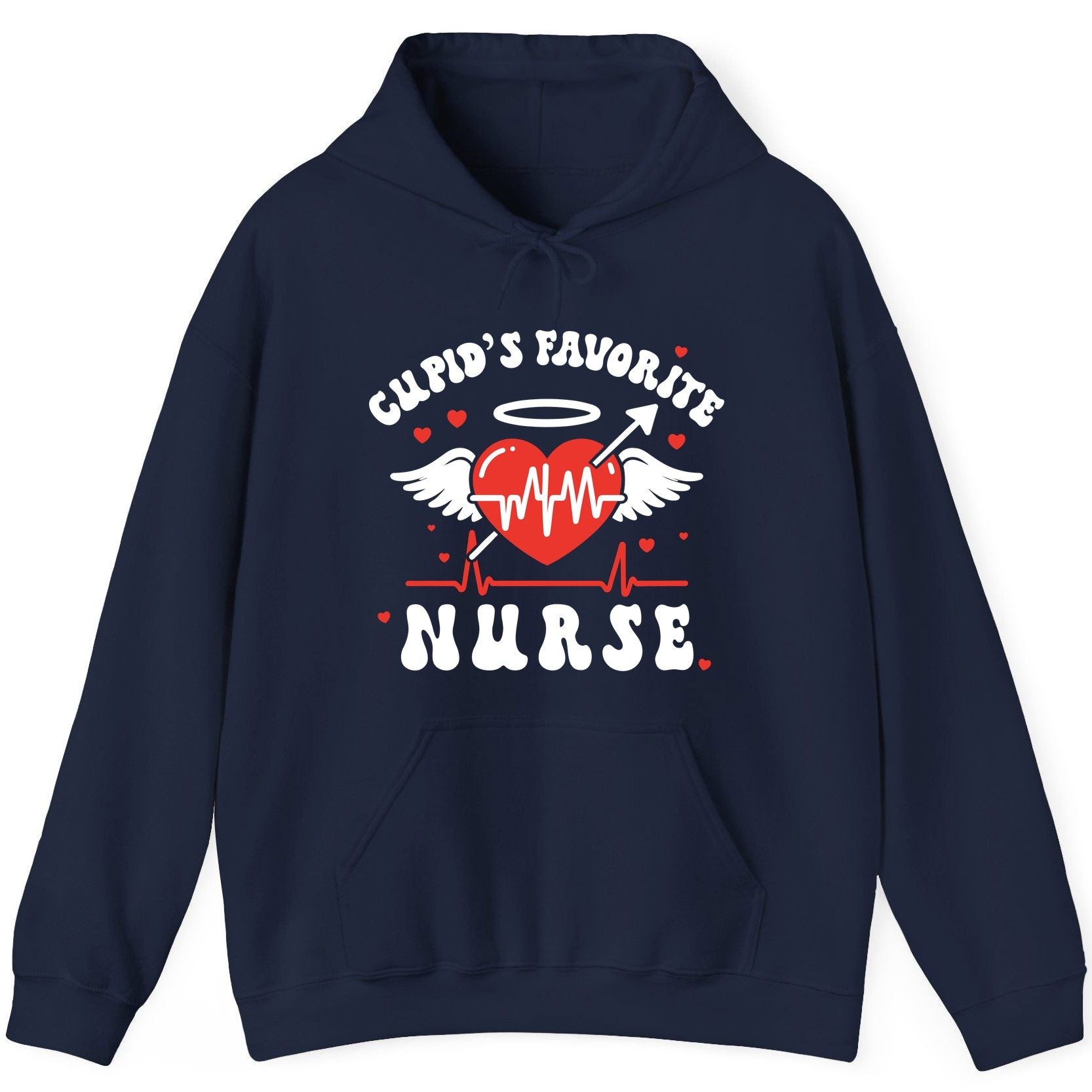 Cupid's Favorite Nurse nursing Hoodie Navy product mockup