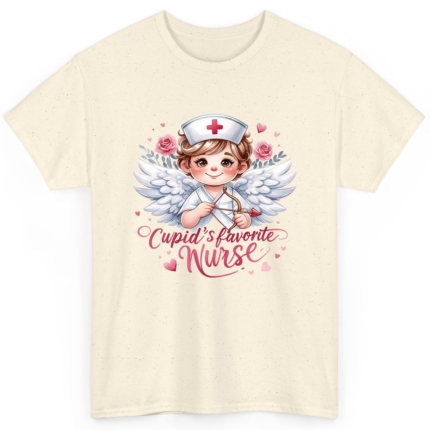 Cupid's Favorite Nurse cupid nurse T-Shirt Natural product mockup