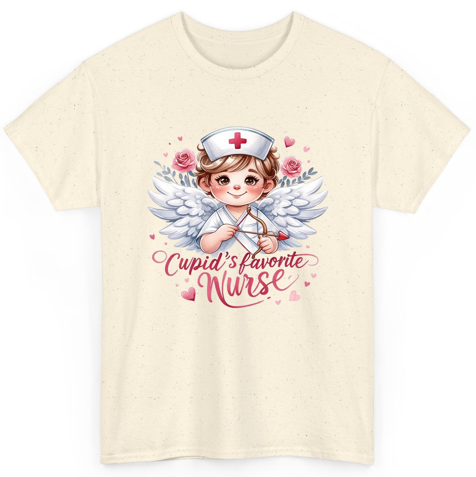 Cupid's Favorite Nurse cupid nurse T-Shirt Natural product mockup