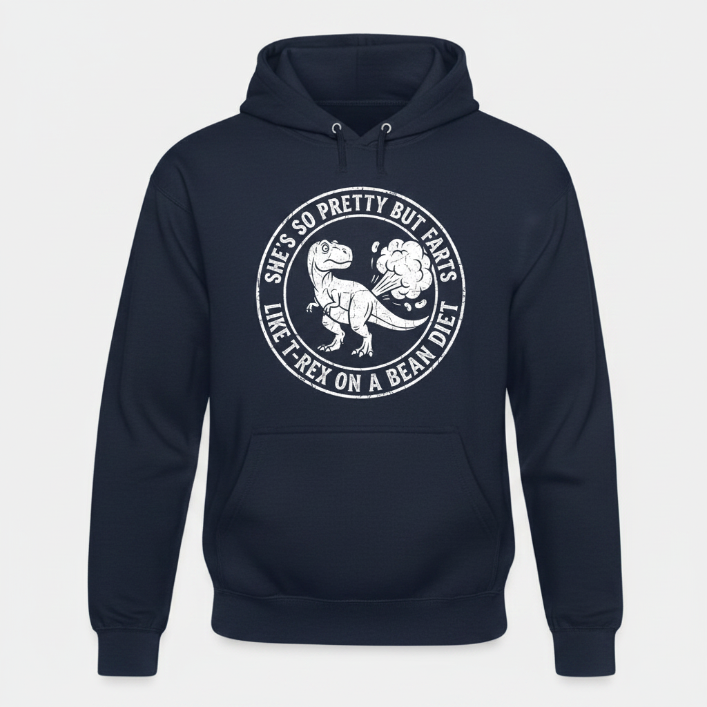 Funny Farting T-Rex On A Bean Diet Hoodie - Navy