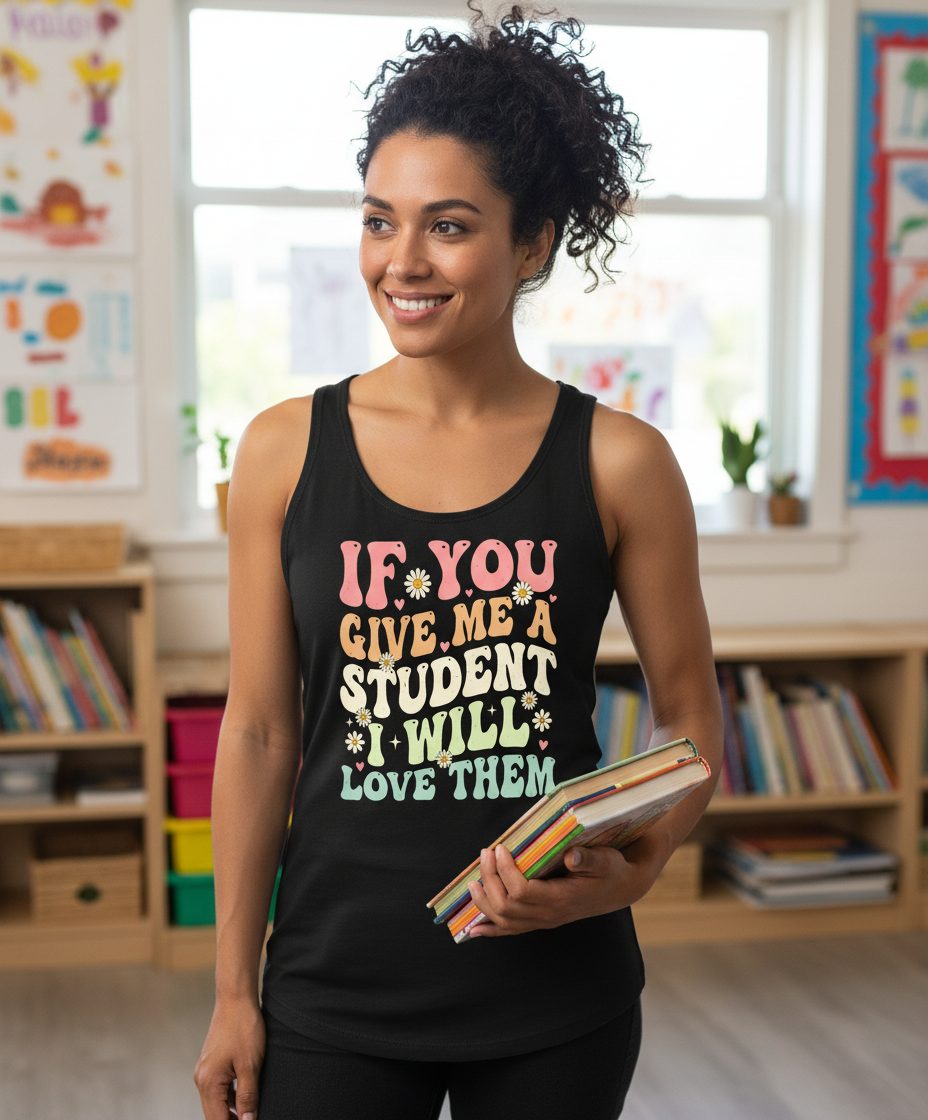 If You Give Me a Student I Will Love Them teaching Tank Top Black lifestyle mockup