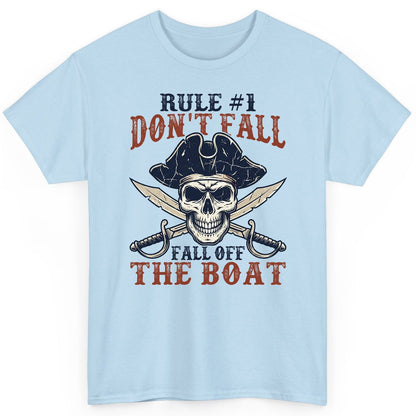 Rule 1 Don't Fall Off the Boat pirate T-Shirt Light Blue product mockup