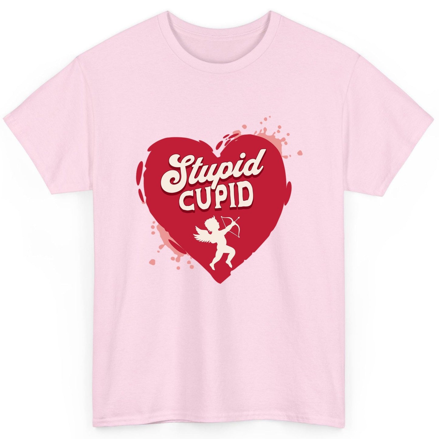 Stupid Cupid anti-Valentine's Day T-Shirt Light Pink product mockup