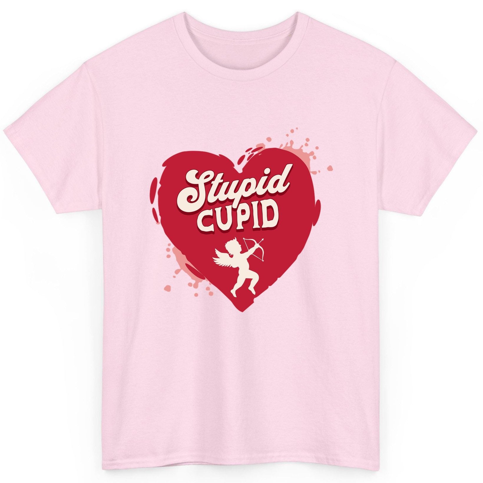 Stupid Cupid anti-Valentine's Day T-Shirt Light Pink product mockup