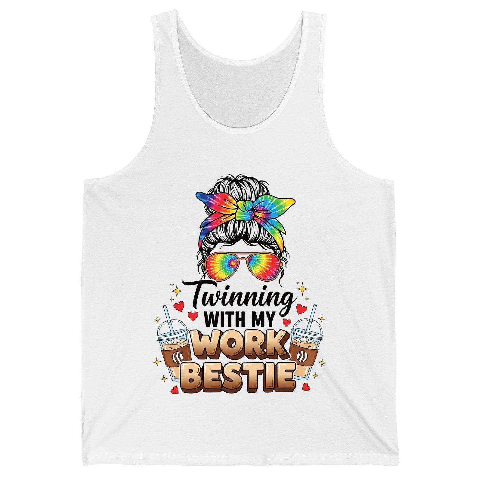 Twinning with My Work Bestie work bestie Tank Top White product mockup