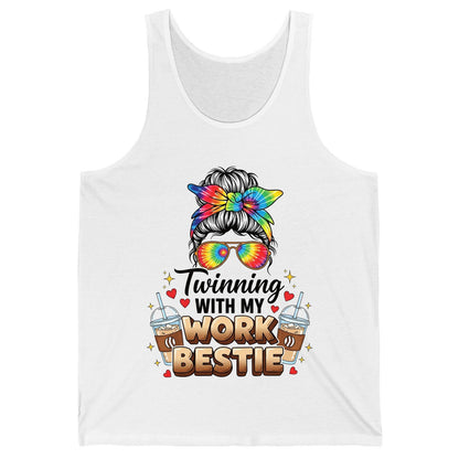 Twinning with My Work Bestie work bestie Tank Top White product mockup