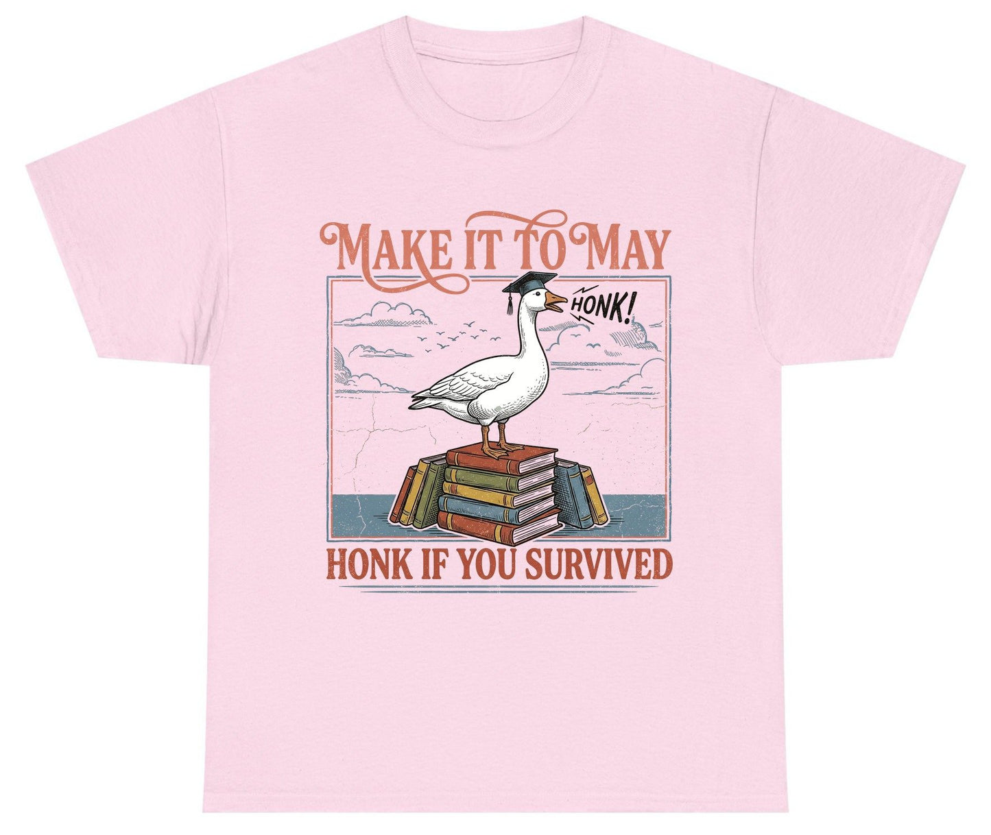 Make It to May Honk If You Survived Funny Student Goose Youth T-Shirt - product mockup - Light Pink