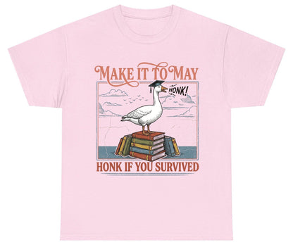 Make It to May Honk If You Survived Funny Student Goose Youth T-Shirt - product mockup - Light Pink