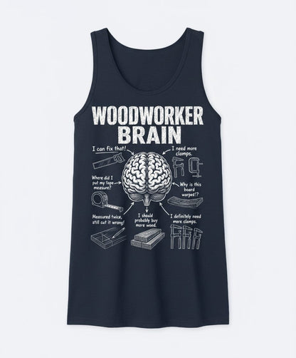 Woodworker Brain Funny Woodworking Tank Top - product mockup - Navy