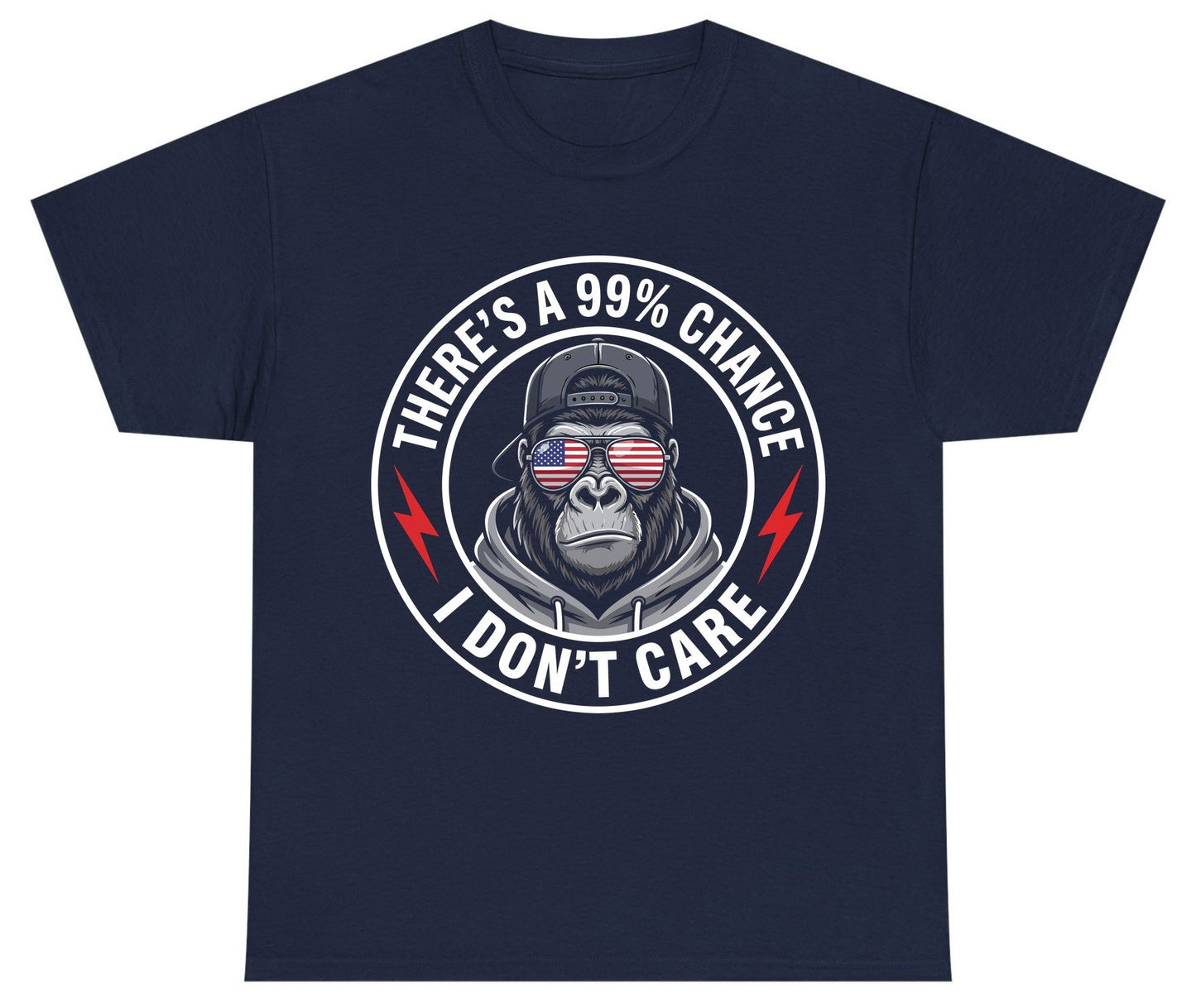 There's a 99% Chance I Don't Care sarcastic gorilla Youth T-Shirt Navy product mockup