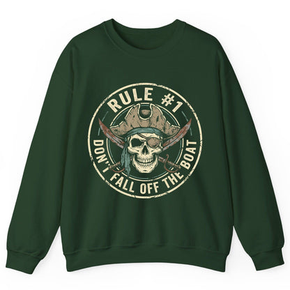 Rule 1 Don't Fall Off the Boat pirate Sweatshirt Forest Green product mockup