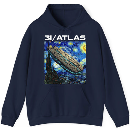 31 Atlas van gogh sci-fi mashup Hoodie Navy product mockup