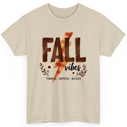 Fall Vibes Thankful Grateful Blessed autumn T-Shirt Sand product mockup