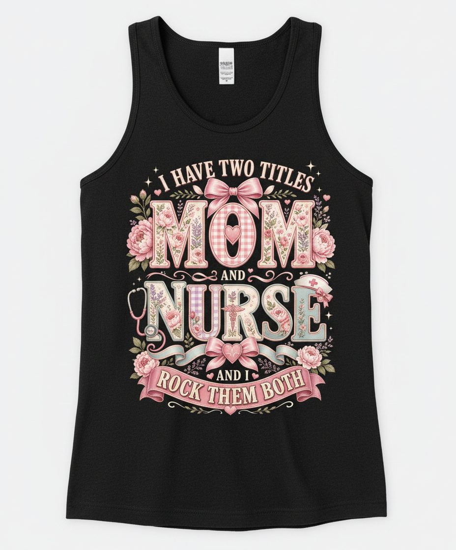 I Have Two Titles Mom and Nurse and I Rock Them Both Tank Top - product mockup - Black