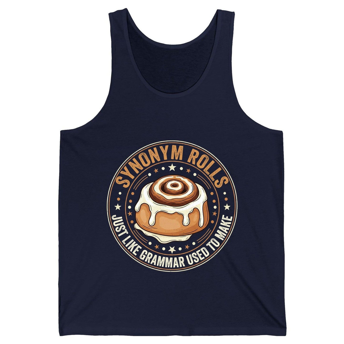 Synonym Rolls Just Like Grammar Used to Make grammar puns Tank Top Navy product mockup