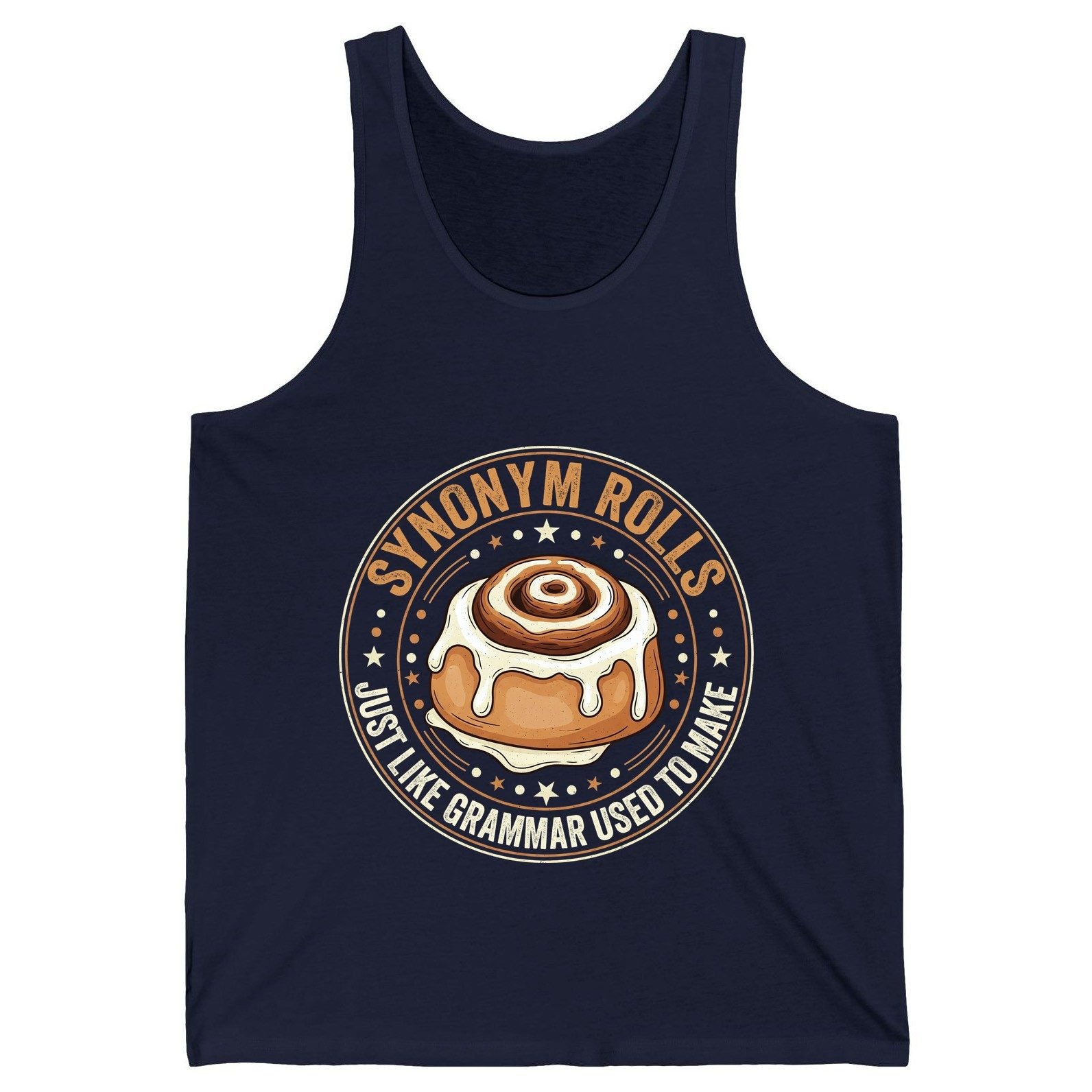 Synonym Rolls Just Like Grammar Used to Make grammar puns Tank Top Navy product mockup
