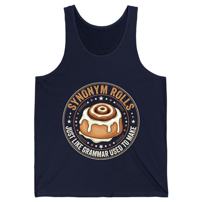 Synonym Rolls Just Like Grammar Used to Make grammar puns Tank Top Navy product mockup