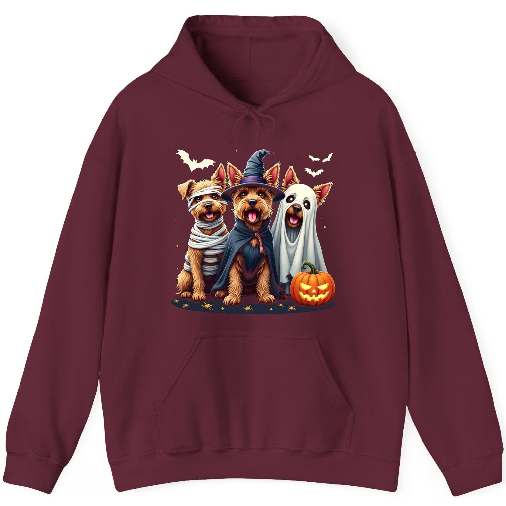 Cute Dogs Halloween Costumes dogs in Halloween costumes Hoodie Maroon product mockup
