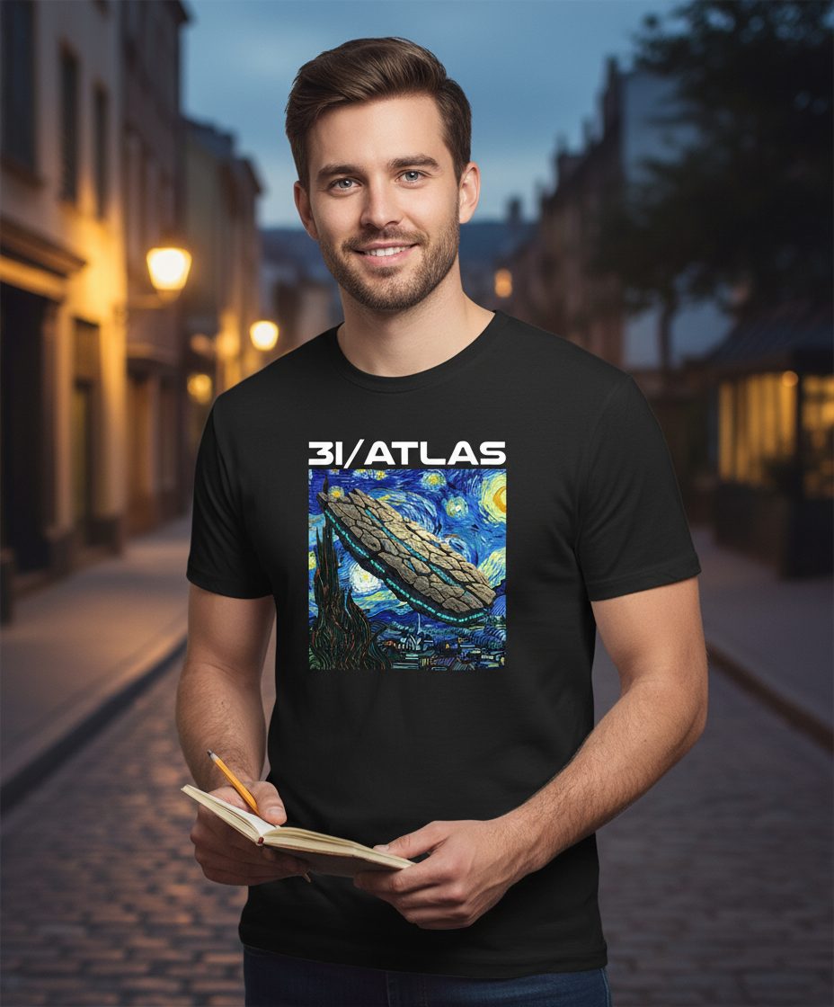 31 Atlas van gogh sci-fi mashup T-Shirt Black lifestyle mockup