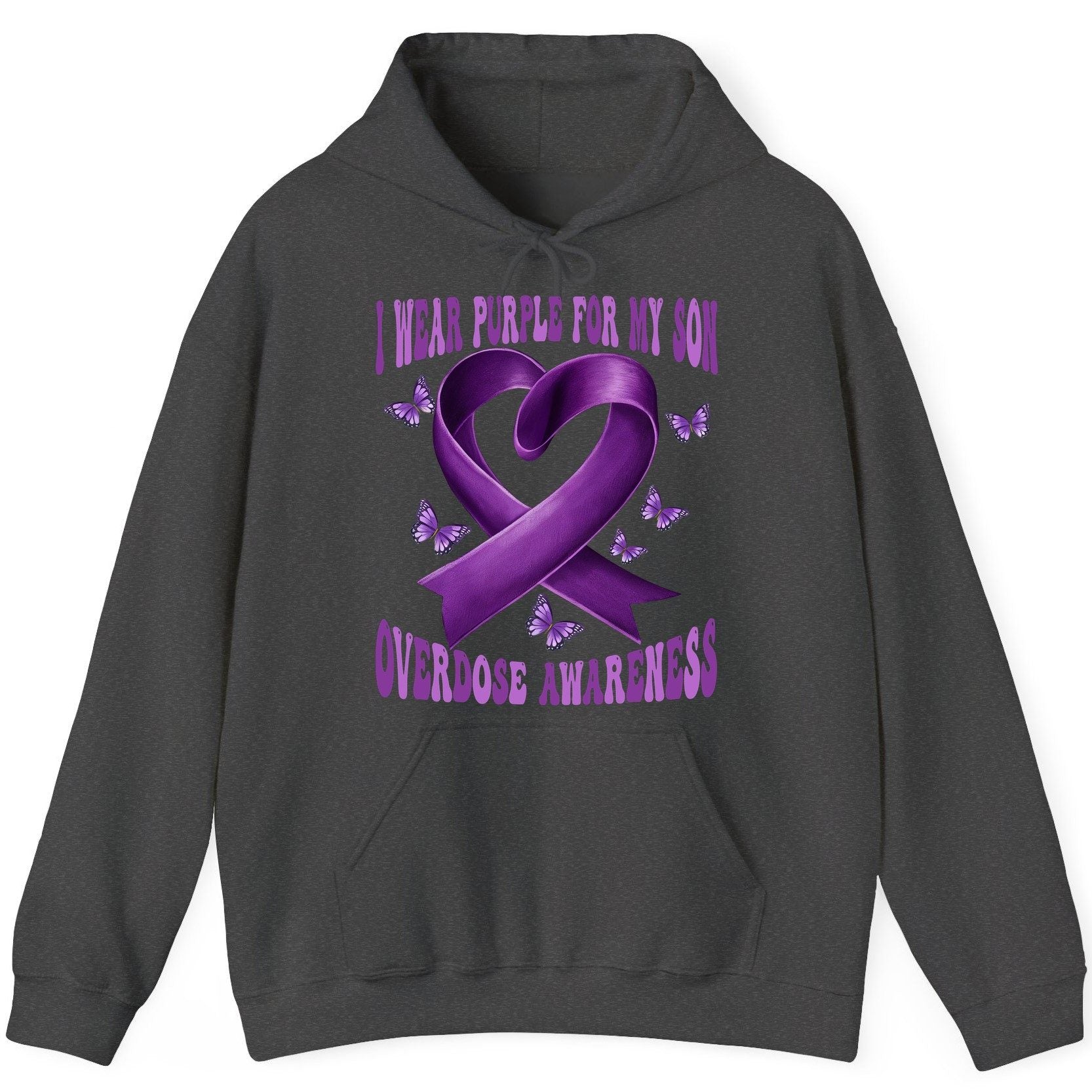 I Wear Purple for My Son Overdose Awareness overdose awareness Hoodie Dark Heather product mockup