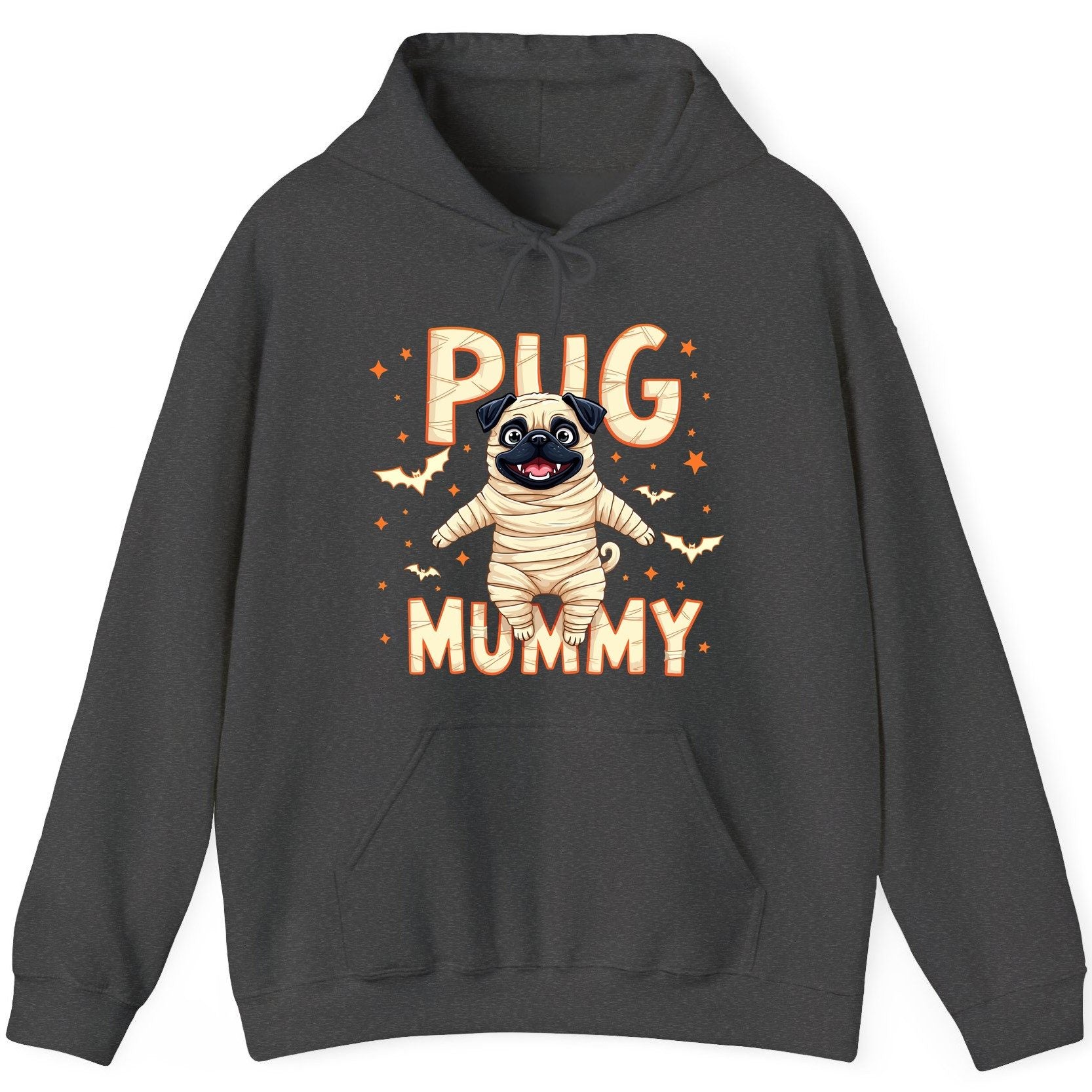 Pug Mummy pug Hoodie Dark Heather product mockup