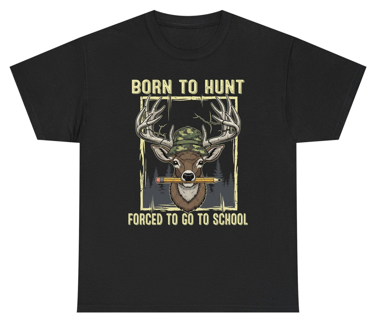 Born to Hunt Forced to Go to School hunting Youth T-Shirt Black product mockup