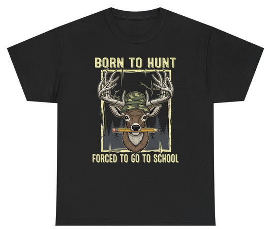 Born to Hunt Forced to Go to School hunting Youth T-Shirt Black product mockup
