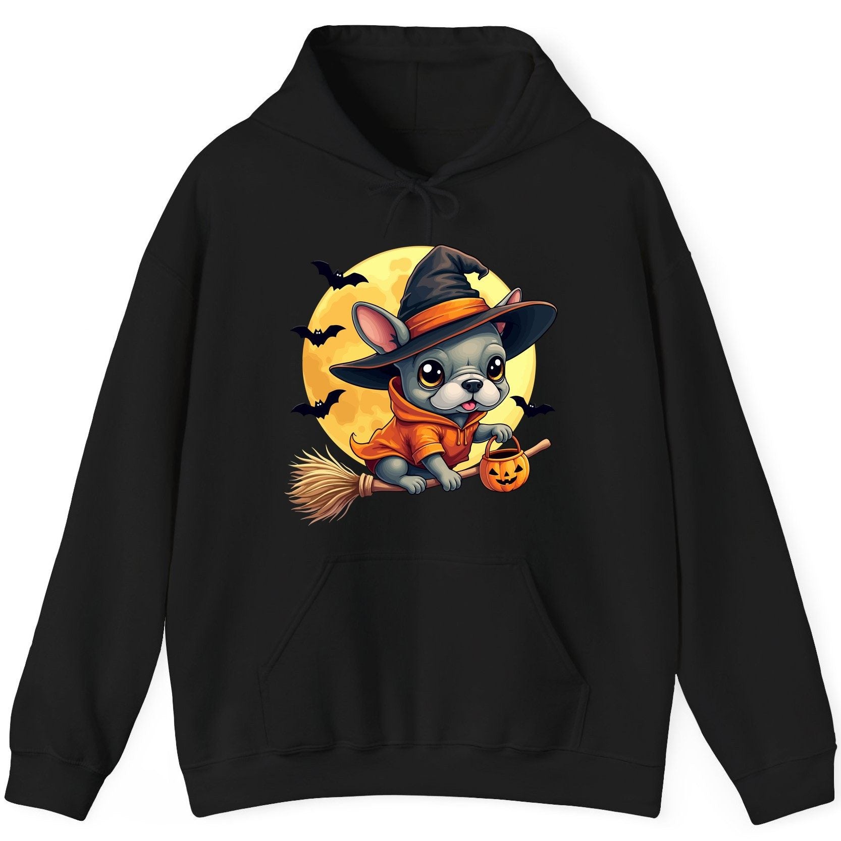 Cute Witch French Bulldog french bulldog Hoodie Black product mockup