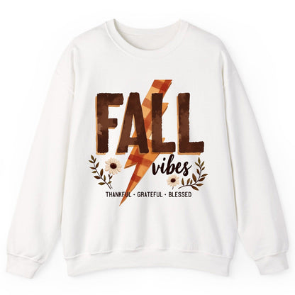 Fall Vibes Thankful Grateful Blessed autumn Sweatshirt White product mockup
