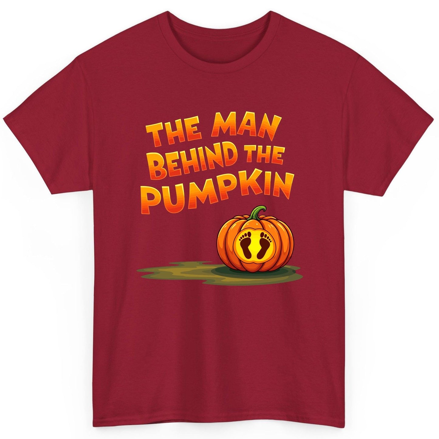 The Man Behind the Pumpkin pregnancy announcement T-Shirt Cardinal Red product mockup