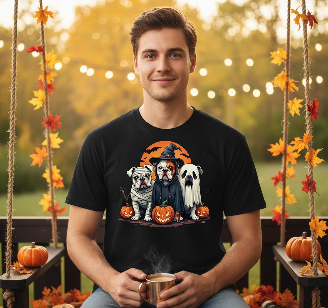 Halloween Bulldogs Costumes Halloween bulldogs T-Shirt Black lifestyle mockup