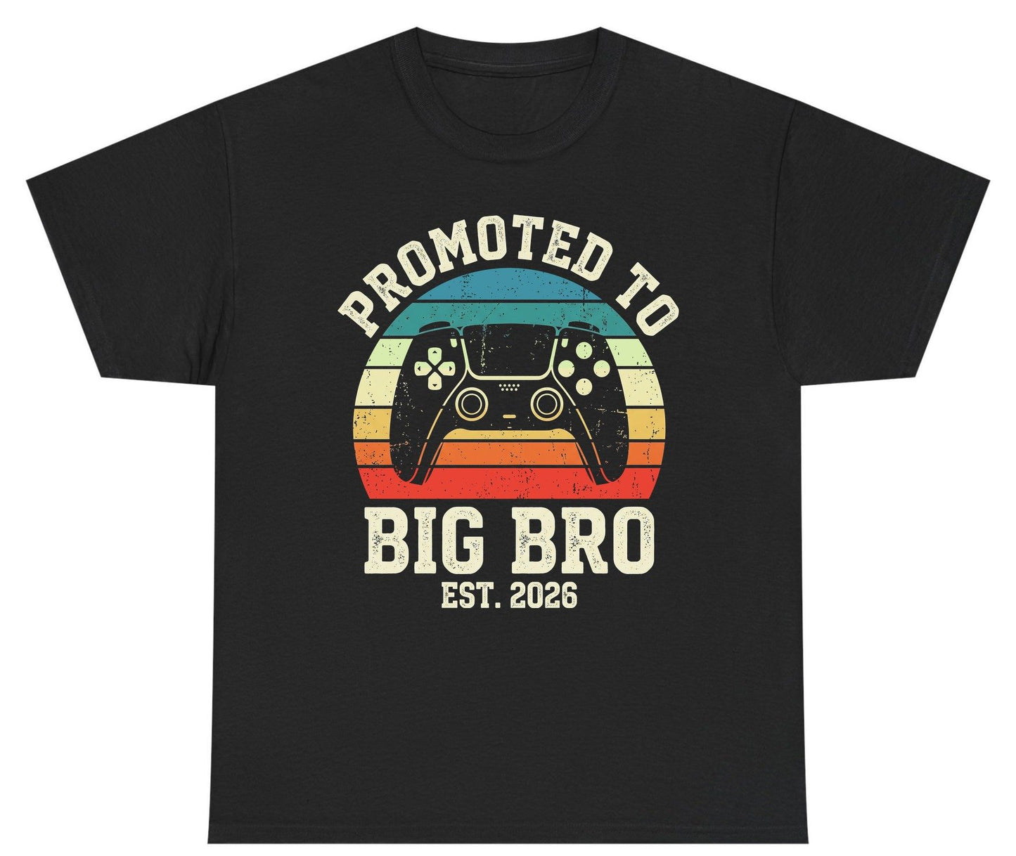 Promoted TO BIG BRO EST 2026 Retro Gaming Youth T-Shirt - product mockup - Black