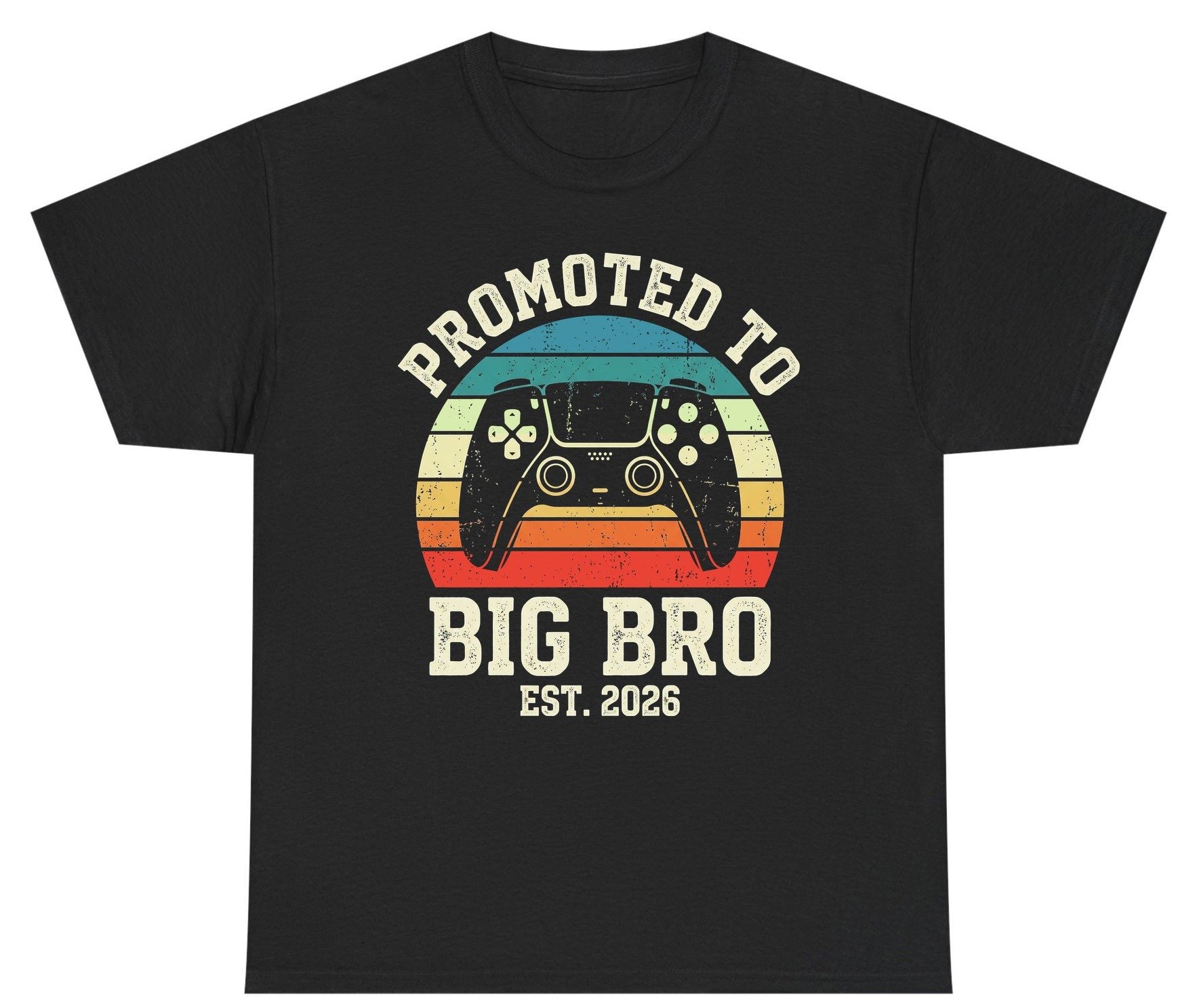 Promoted TO BIG BRO EST 2026 Retro Gaming Youth T-Shirt - product mockup - Black