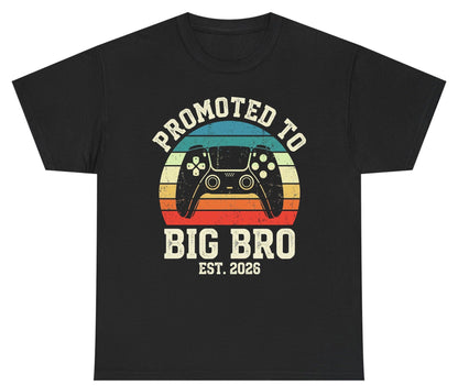 Promoted TO BIG BRO EST 2026 Retro Gaming Youth T-Shirt - product mockup - Black