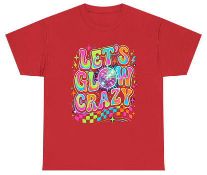 Let's Glow Crazy Retro Party Youth T-Shirt - product mockup - Red
