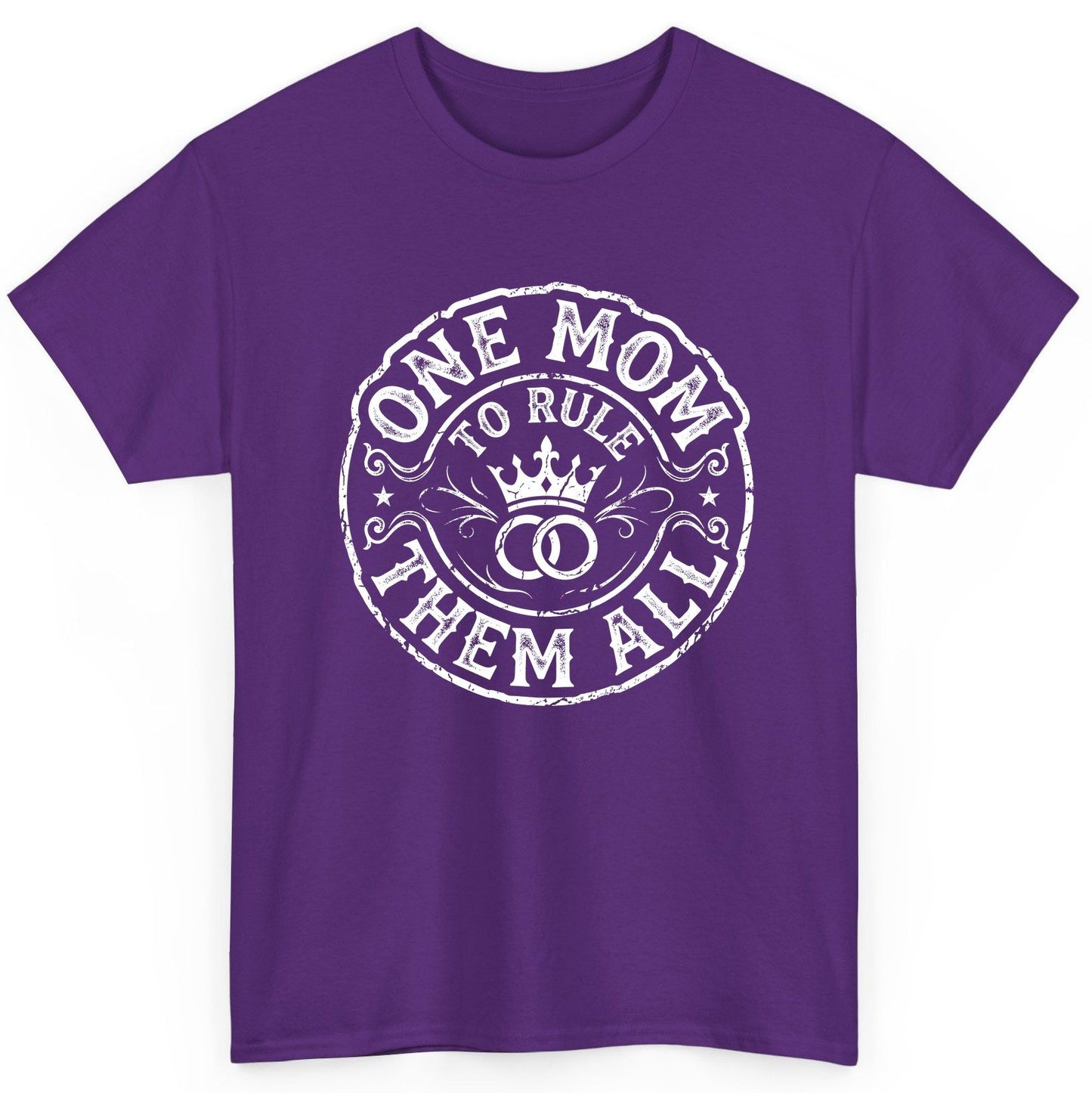 One Mom to Rule Them All Funny Moms T-Shirt - product mockup - Purple