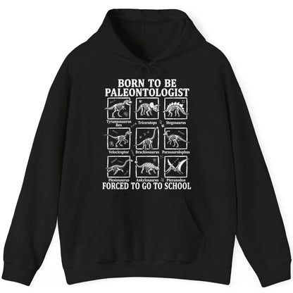 Born to Be Paleontologist Forced to Go to School dinosaurs Hoodie Black product mockup