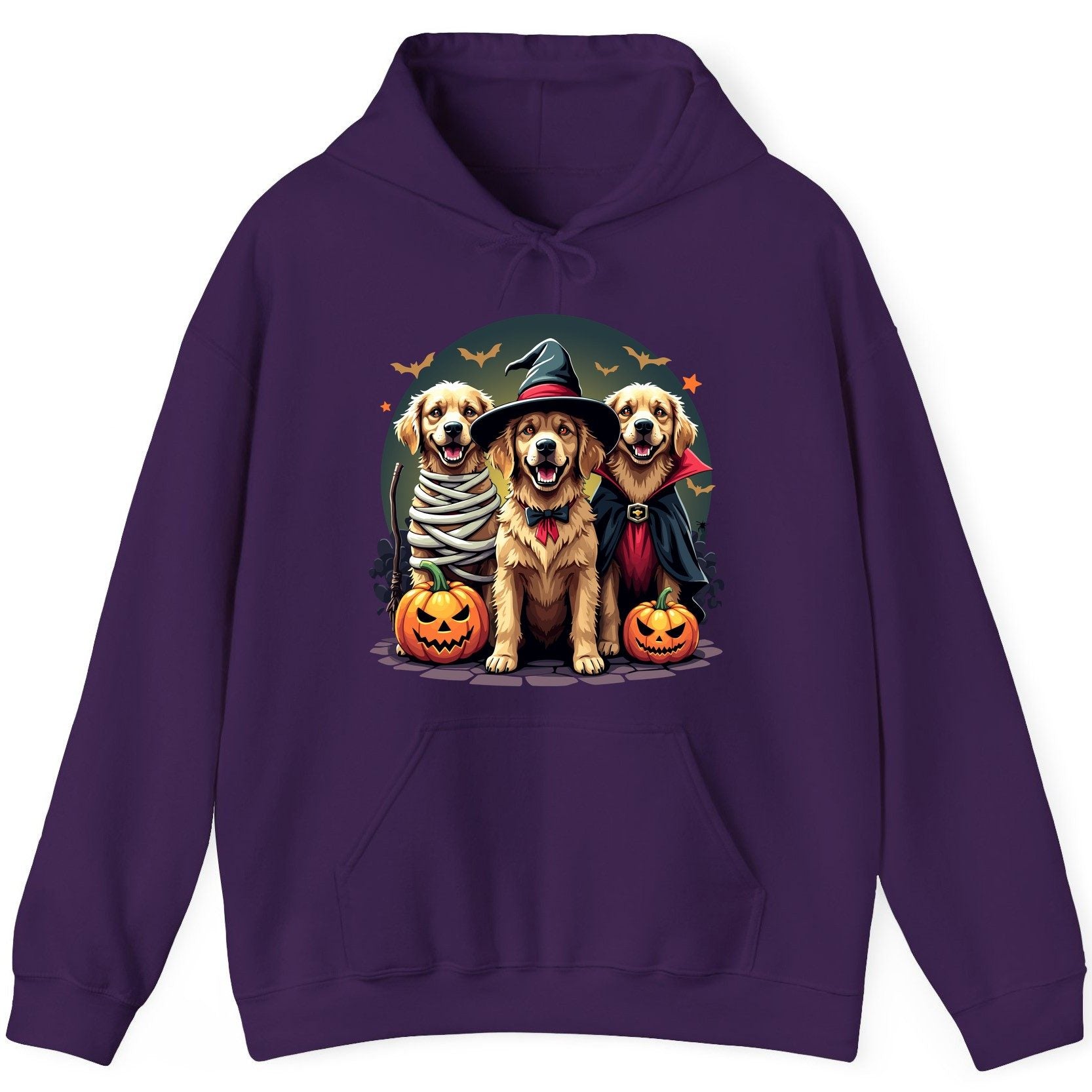 Golden Retriever Halloween Trio golden retriever Hoodie Purple product mockup