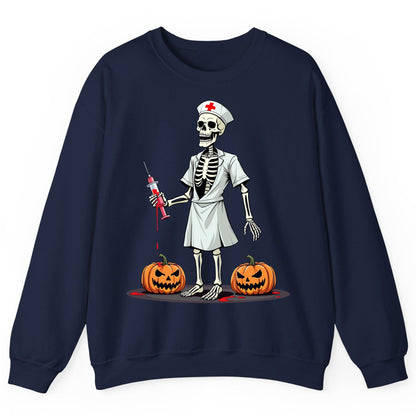 Spooky Skeleton Nurse Halloween skeleton nurse Sweatshirt Navy product mockup