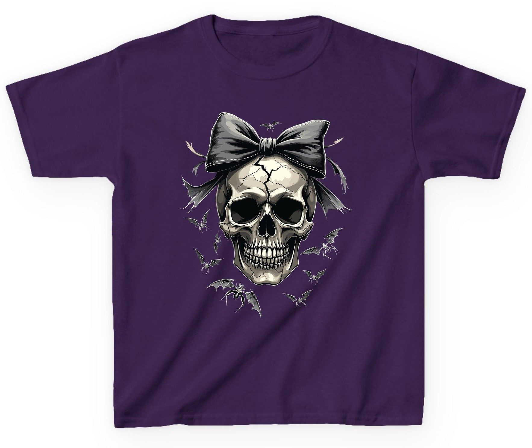 Gothic Skull with Bow gothic skull Youth T-Shirt Purple product mockup